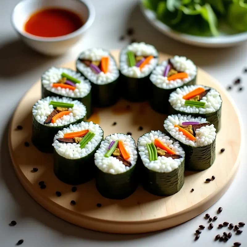 Kimbap Coreano con Espárragos y Hongos Shiitake: Receta Vegana y Alta en Fibra