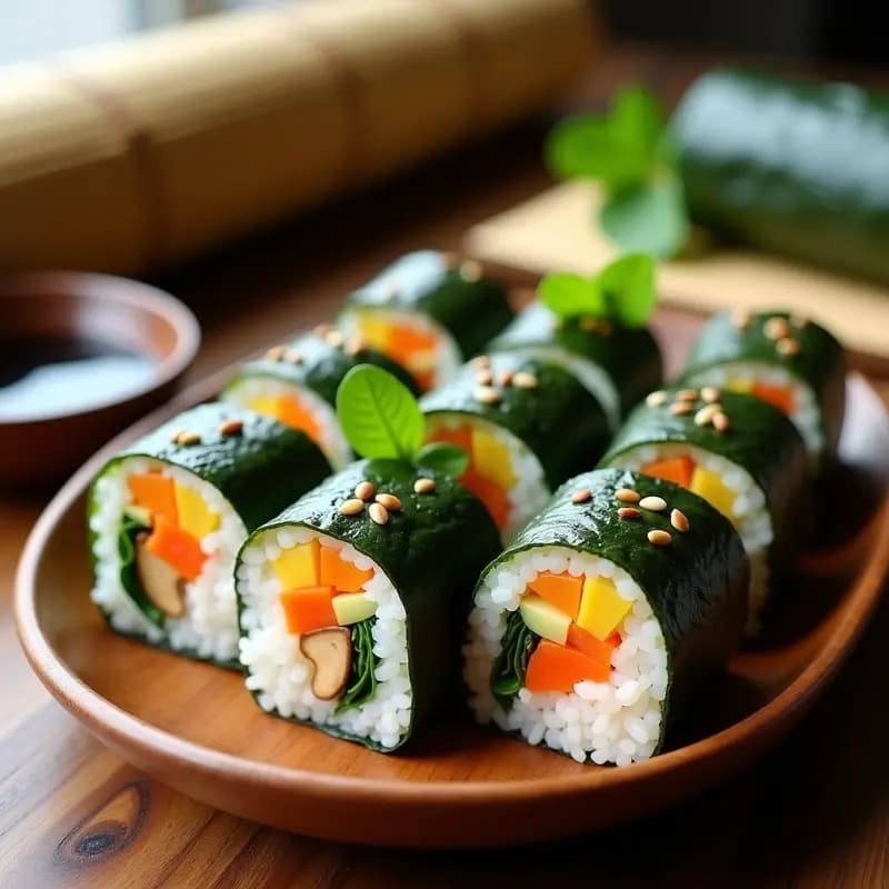 Kimbap Coreano con Vegetales y Huevo: Receta en Rollito Sin Gluten