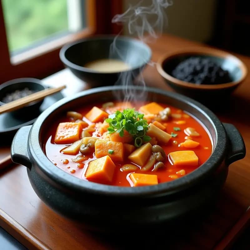 Kimchi Jjigae con Tempeh: Guiso Coreano Picante y Fermentado en 30 Minutos