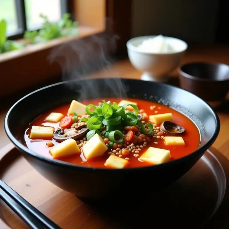 Kimchi Jjigae con Tofu y Champiñones: Receta Corea del Sur Picante y Reconfortante en Olla Express