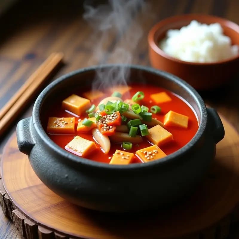 Kimchi Jjigae con Tofu y Hongos Shiitake: Estofado Coreano Vegano y Fermentado