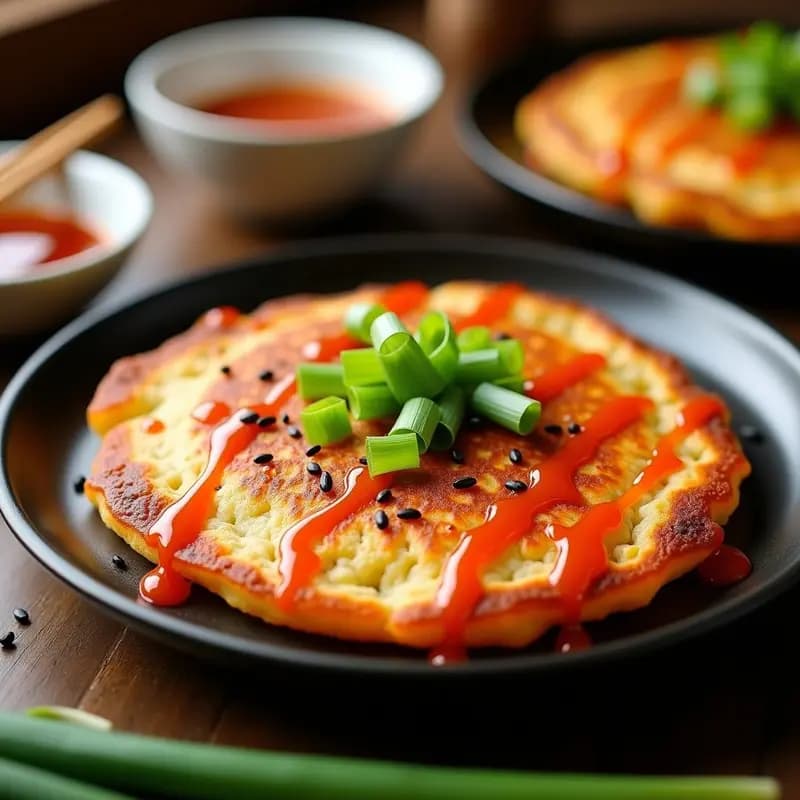 B 입 Kimchi Pancake con Gamja (Patata) y Cebolla Verde: Receta Coreana Vegana y Crujiente