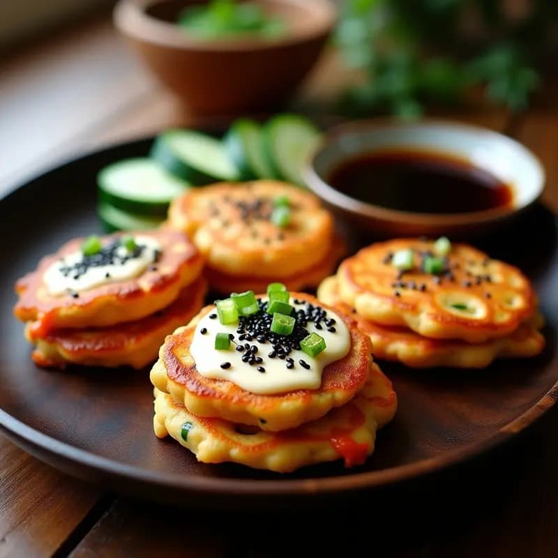 Kimchi Pancakes con Queso de Anacardos: Aperitivo Coreano Vegano y Crujiente