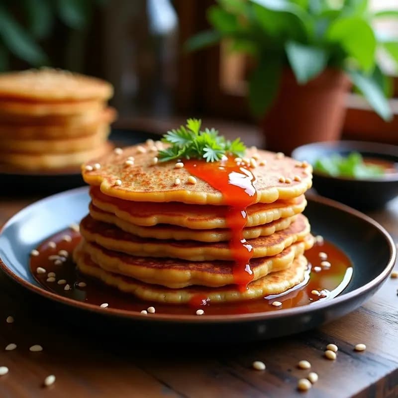 Kimchi Pancakes con Salsa de Sésamo: Receta coreana vegana y sin gluten