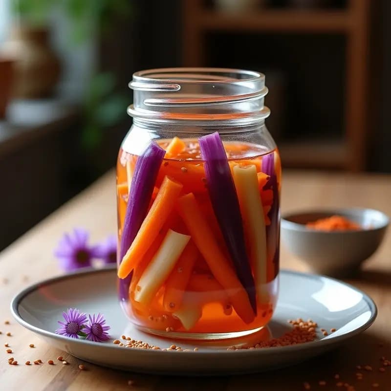 Picles de Kimchi Fermentado con Rábanos y Zanahorias: Receta Coreana Probiótica en 3 Días