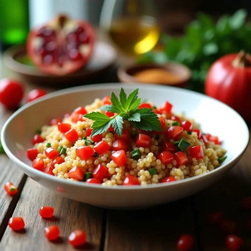 Kissir Libanes de Trigo Bulghur y Tomate: Ensalada Árabe Animada con Granados