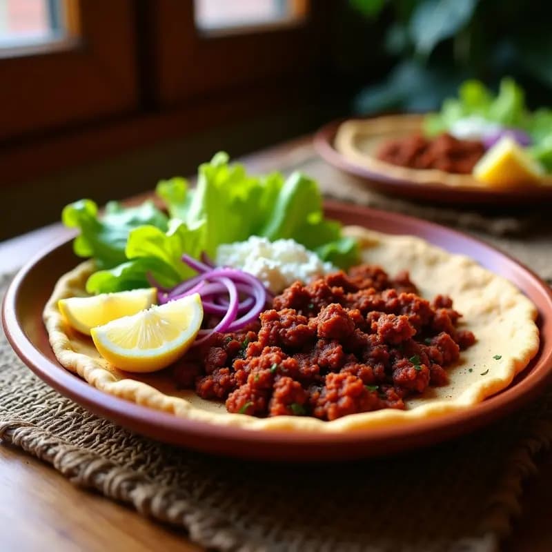 Kitfo de Ternera con Pan Injera: Receta Etíope Picante y Tradicional