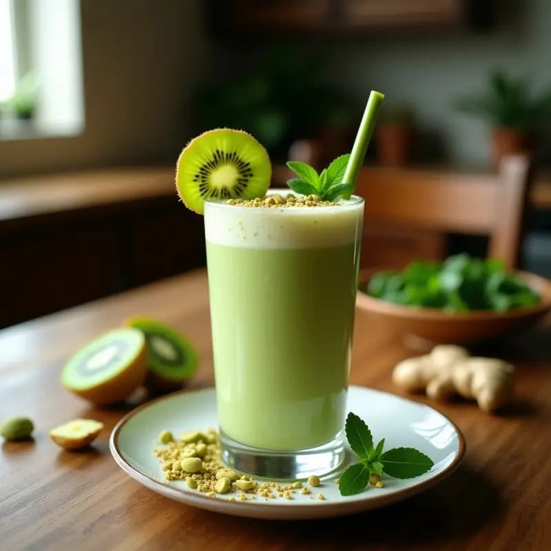 Kiwi Chaas: Batido Indio de Kiwi y Yogur con Cardamomo: Bebida Ayurvédica Refrescante