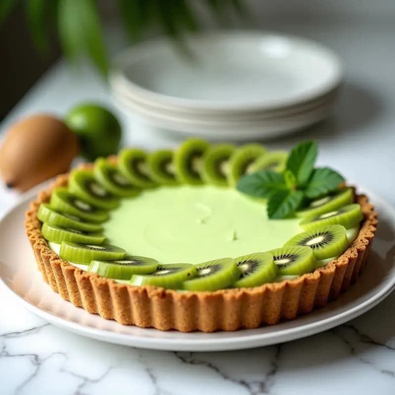 Kiwi Lime Pie: Postre Australiano Sin Horno con Base de Almendras