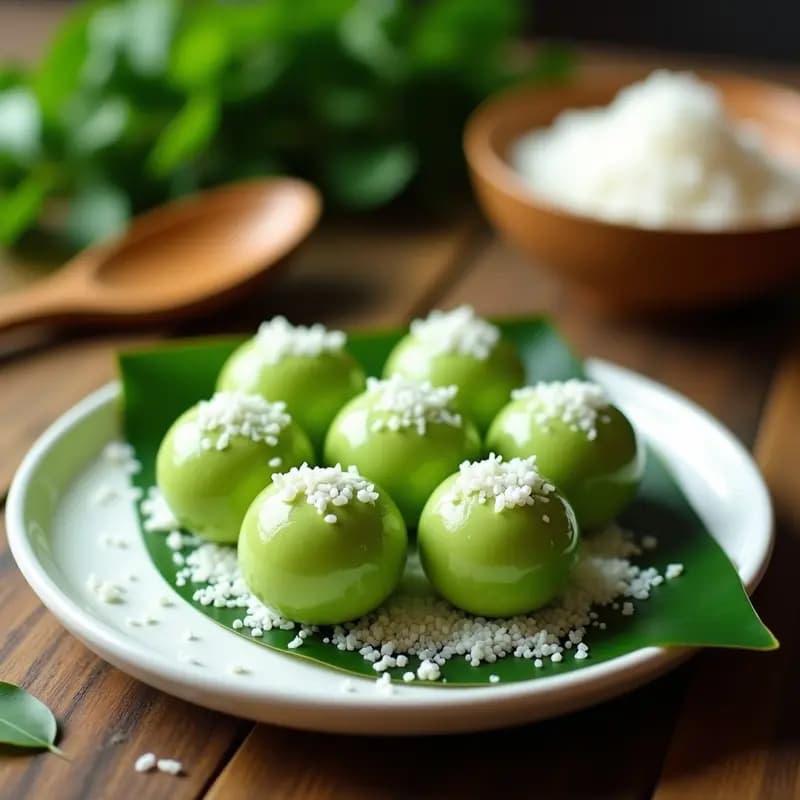Klepon de Pandan y Azúcar de Palma: Postre Indonesio Tradicional Sin Lácteos