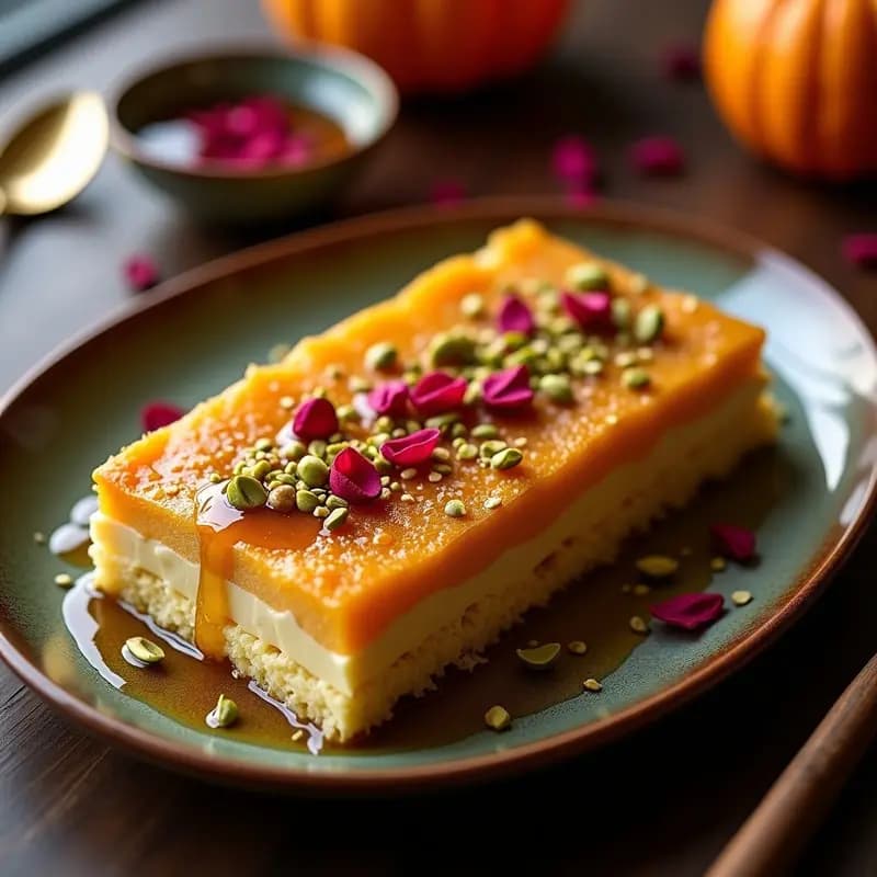 Knafeh de Calabaza y Anacardos: Postre Palestino Vegano con Sirop de Agave