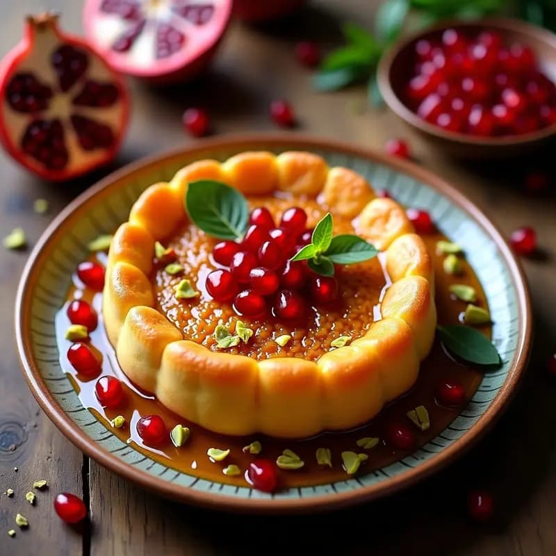Knafeh de Queso Halloumi y Jarabe de Granada: Postre Libanés Sin Harina