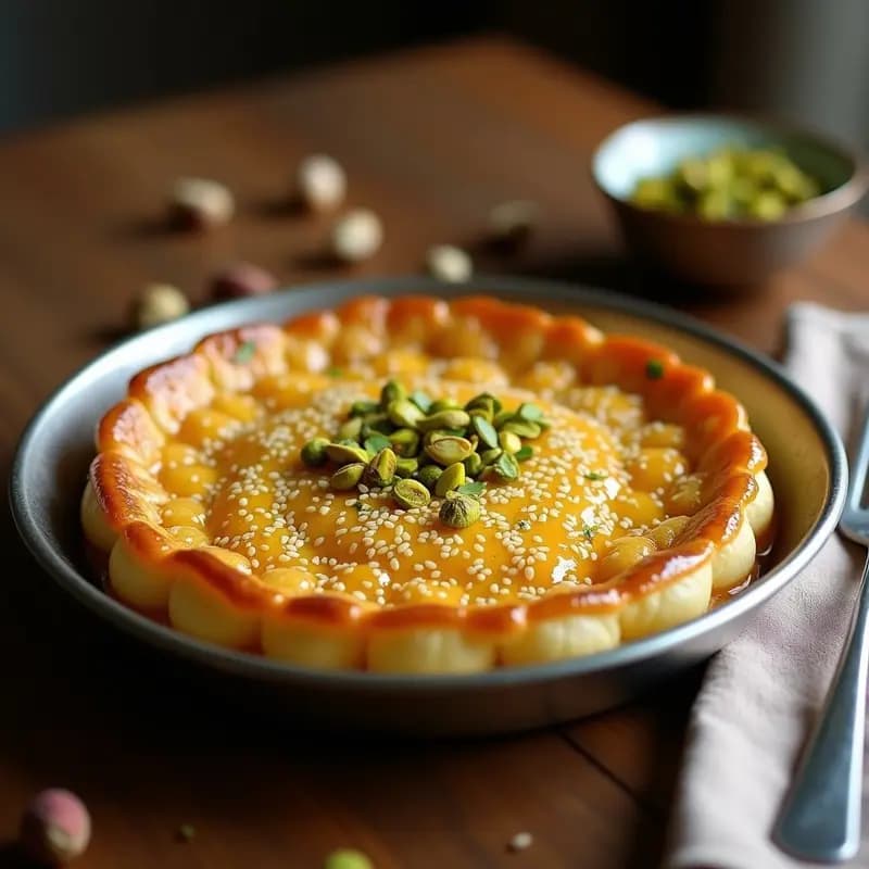 Knafeh de Queso Halloumi y Pistacho: Postre Árabe Crujiente y Dulce