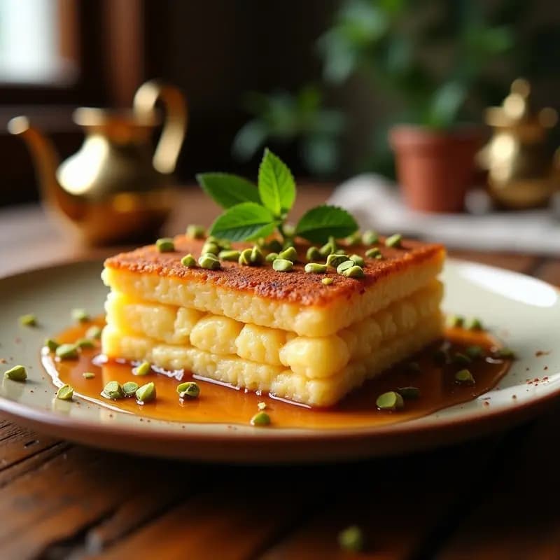 Knafeh de Queso Akkawi y Almidón de Arroz: Postre Libanés Sin Gluten