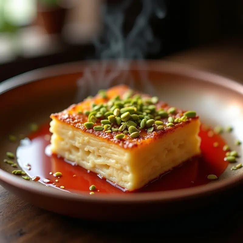 Knafeh de Queso Akkawi y Jarabe de Rosa: Postres Libanés Sin Horno
