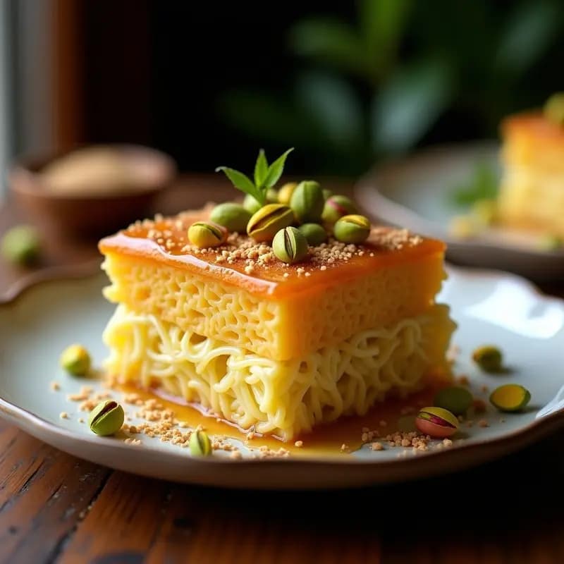 Knafeh de Queso Akkawi y Pistacho: Postre Árabe Tradicional en Airfryer