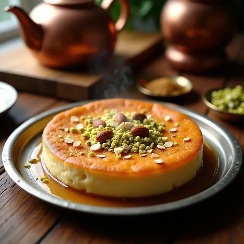Knafeh de Queso de Cabra y Almendras: Postre Palestino Vegano con Toque Salado