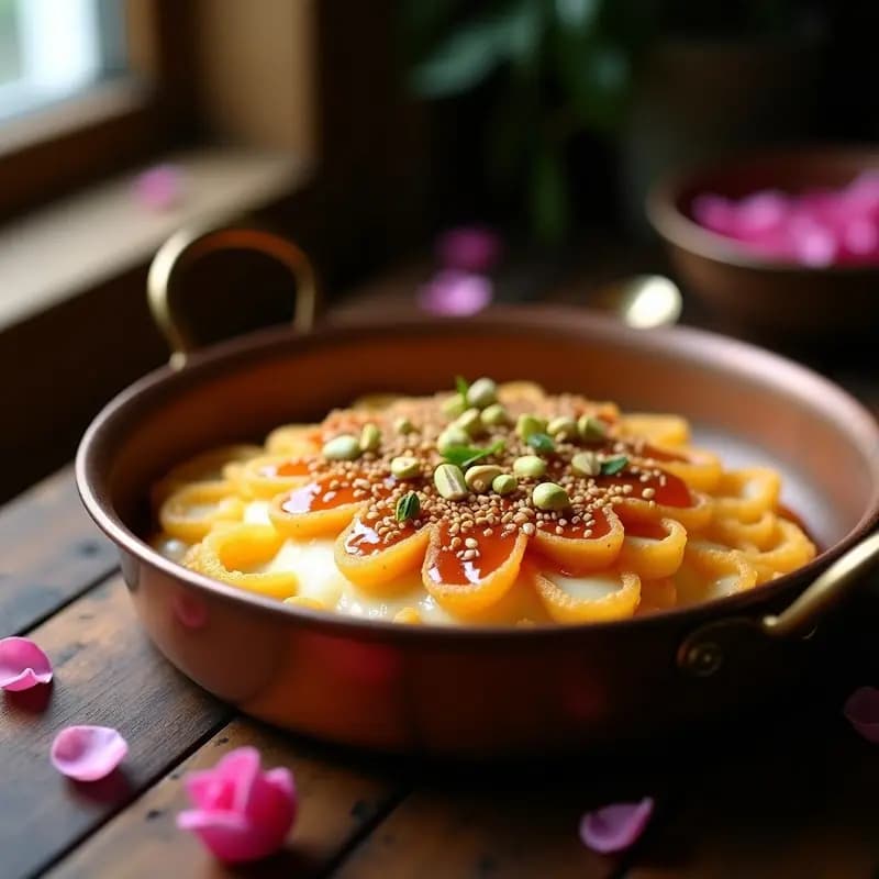 Knafeh Sirio con Queso de Cabra y Almíbar de Rosa: Postre Sin Azúcar y Sin Horno