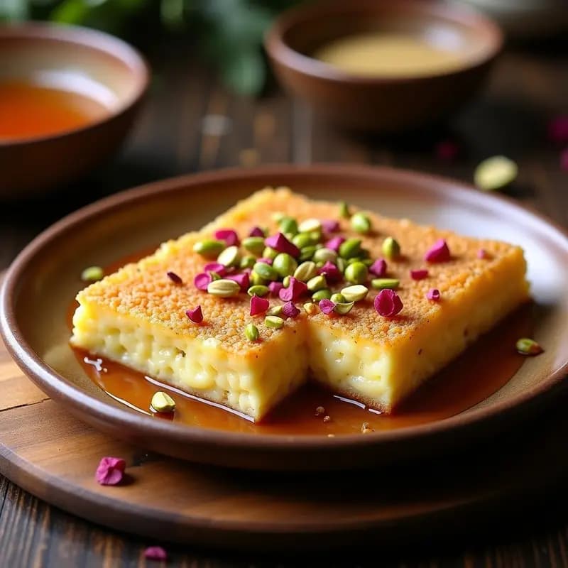 Knafeh de Queso de Cabra y Pistacho: Postre Libanés Keto con Edulcorante de Eritritol