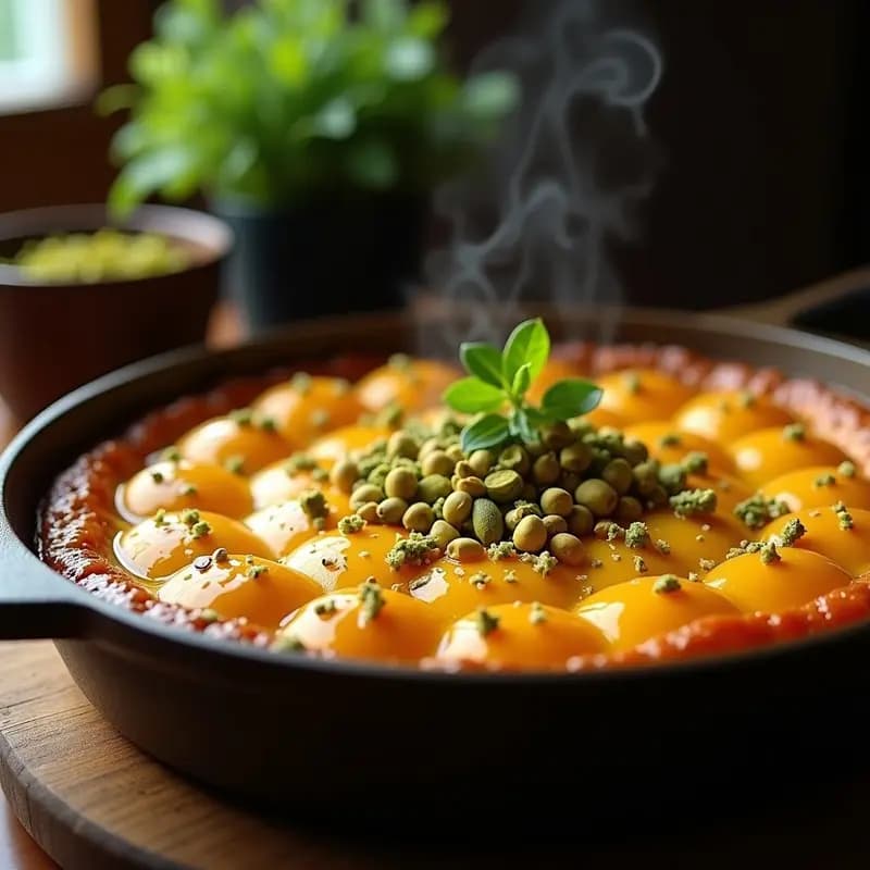 Knafeh de Queso de Cabra y Pistacho: Postre Sirio Sin Harina en Sartén