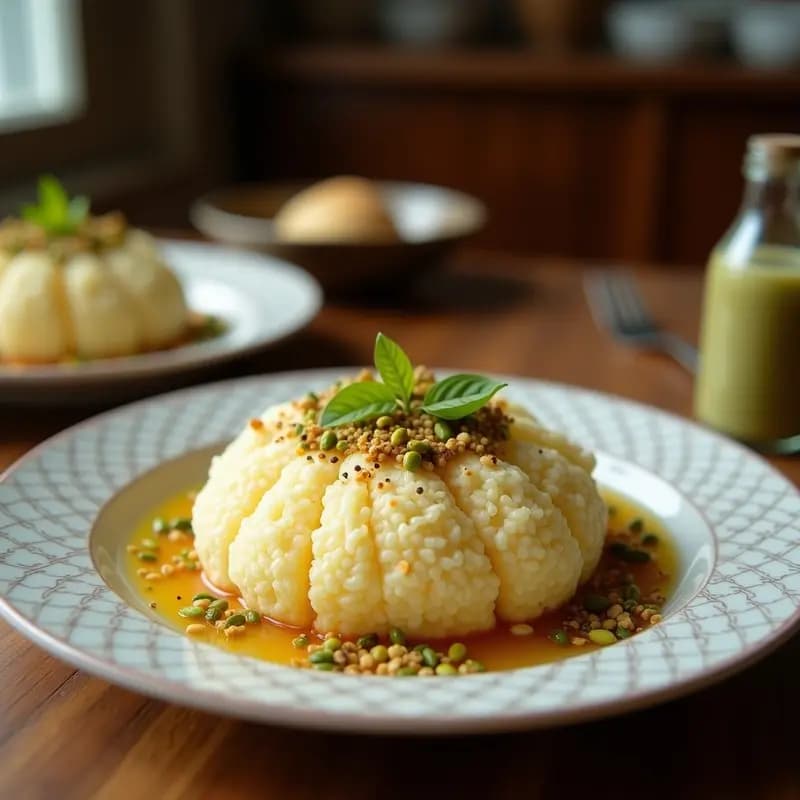 Knafeh de Queso de Coco y Pistacho: Postre Árabe Sin Lácteos y Sin Harina Refinada