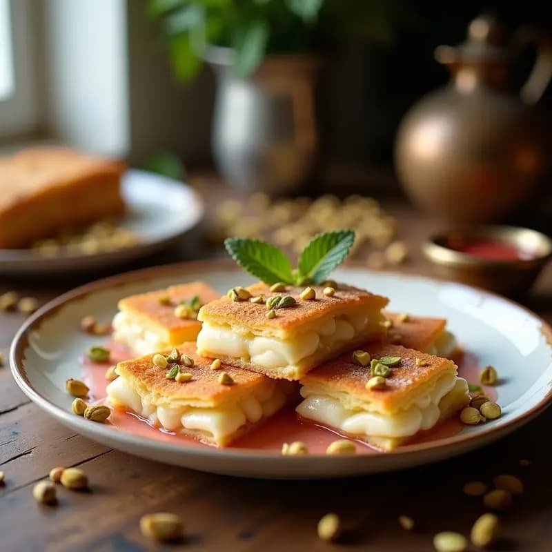 Knafeh de Queso y Jarabe de Rosa: Postre Palestino Sin Horno con Masa Filo