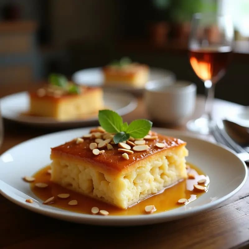 Knafeh de Queso Ricotta y almendra con Sirope de Arce: Postre Mediterráneo Sin Lácteos