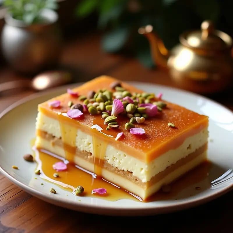 Knafeh de Queso Ricotta y Jarabe de Rosa: Postre Libanés Sin Gluten
