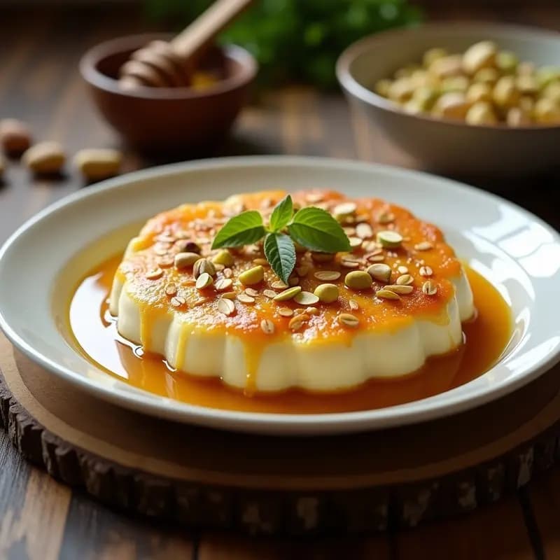 Knafeh de Queso Ricotta y Miel de Flores: Postre Árabe Sin Harina