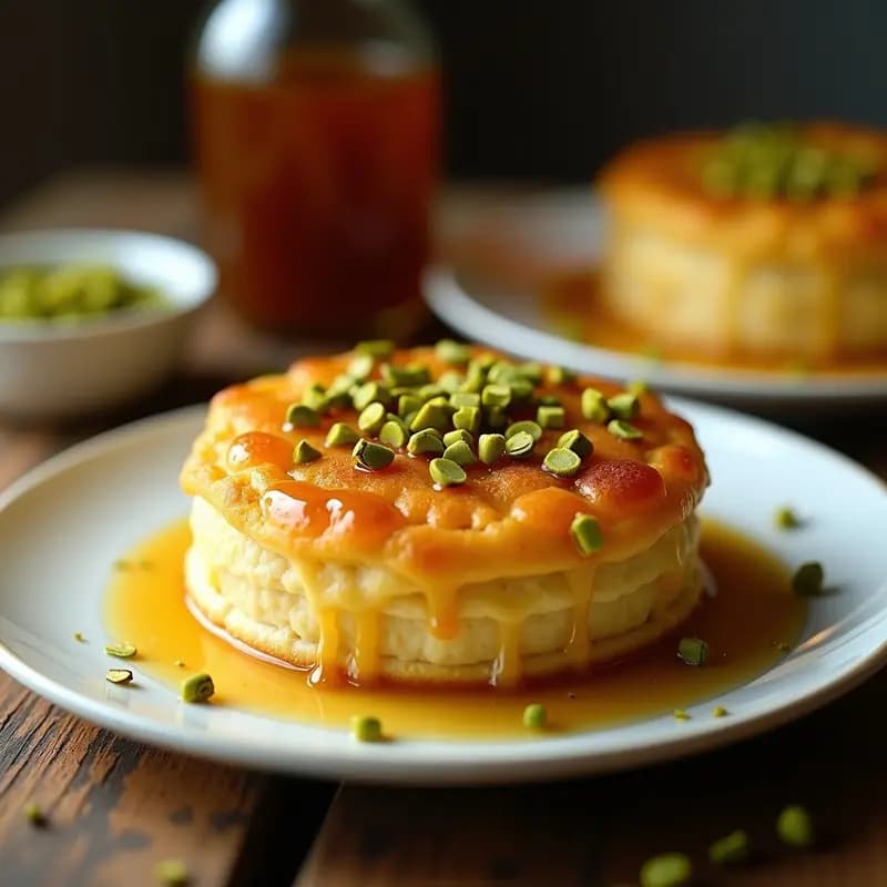 Knafeh de Queso Ricotta y Pistachos: Postre Palestino en Airfryer sin Mantequilla