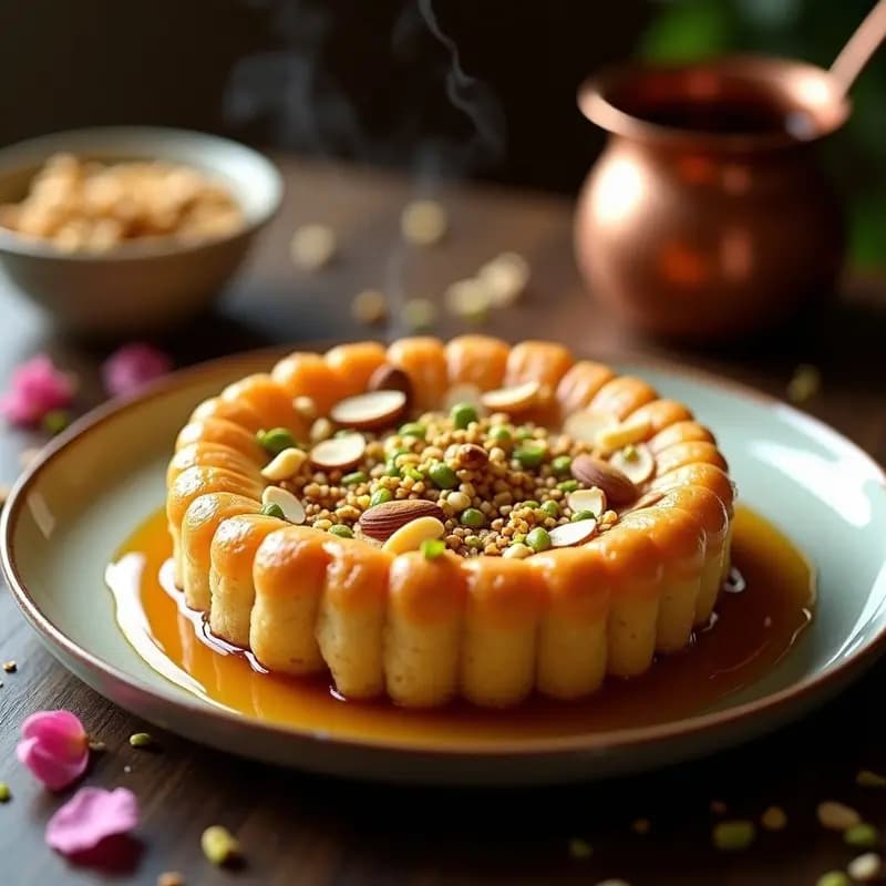 Knafeh de Queso Ricotta y Sirop de Arce: Postre Árabe Sin Azúcar