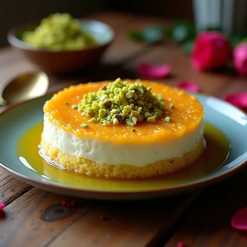 Knafeh de Queso de Soja y Pistachos: Postre Árabe Vegano y Sin Horno