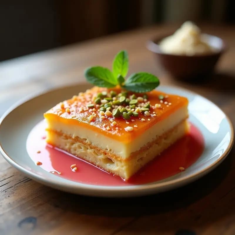 Knafeh de Queso Vegano y almíbar de Rosa: Postre Medio Oriental Sin Lácteos y Crujiente