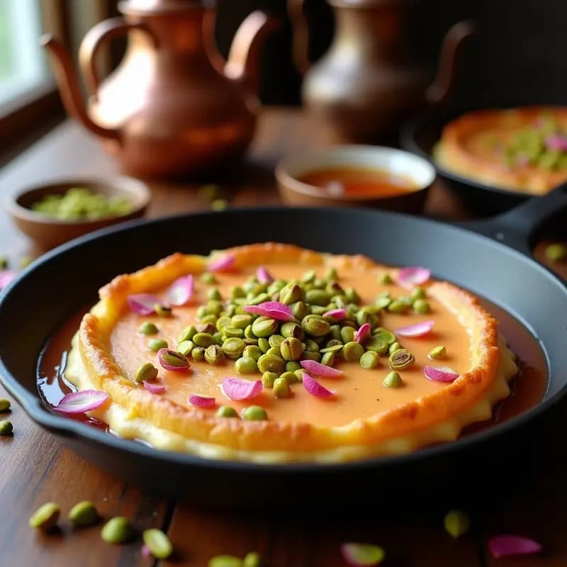 Knafeh de Queso Vegano y Pistacho: Postre Libanés Sin Lácteos en Sartén Antiadherente