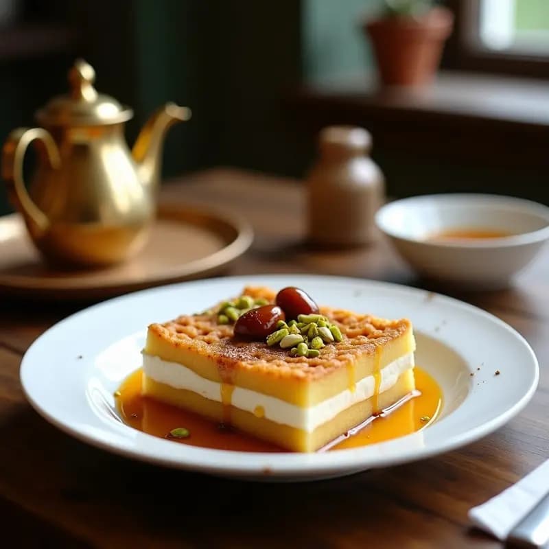 Knafeh de Queso Vegano y Sirope de Dátil: Postre Palestina Sin Lácteos
