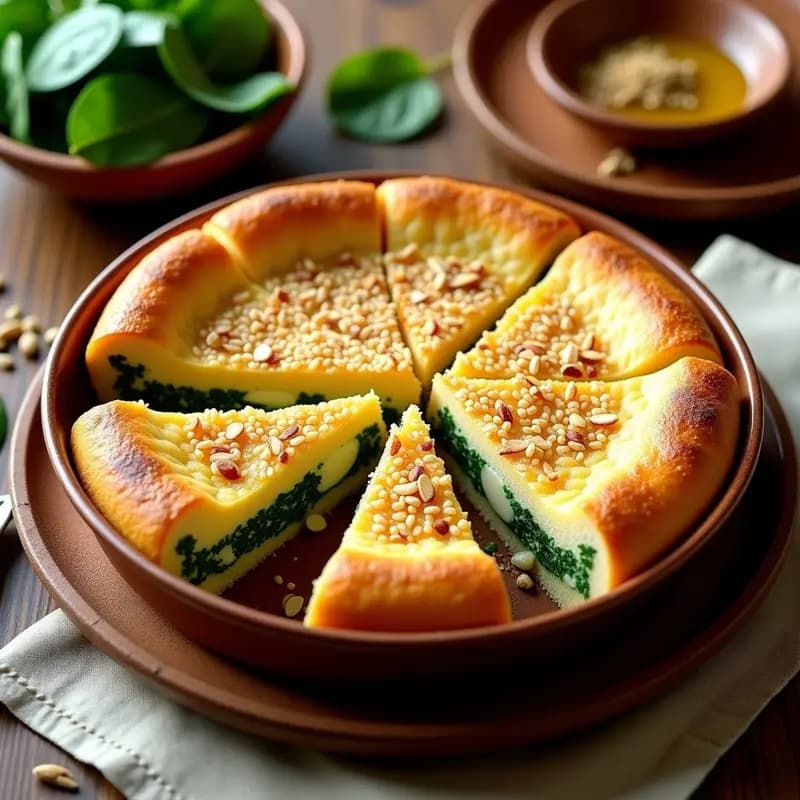 Knafeh Salado de Espinacas y Queso Akkawi: Entrante Libanés Keto y Sin Harina