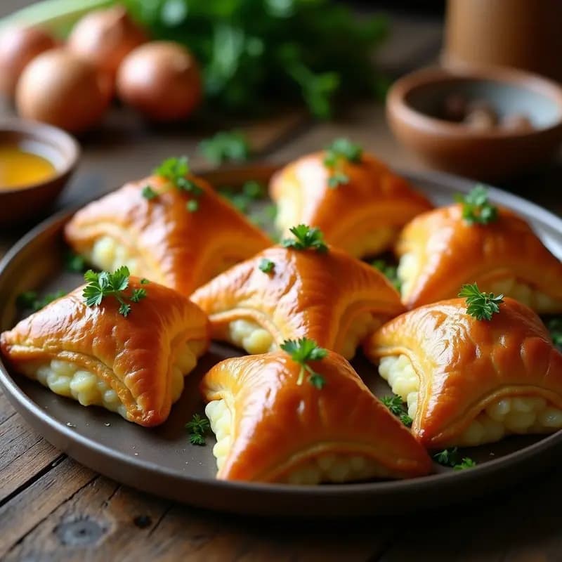 Knish de Papa y Cebolla Caramelizada: Empanadillas Judías de Europa del Este con Masa de Hojaldre