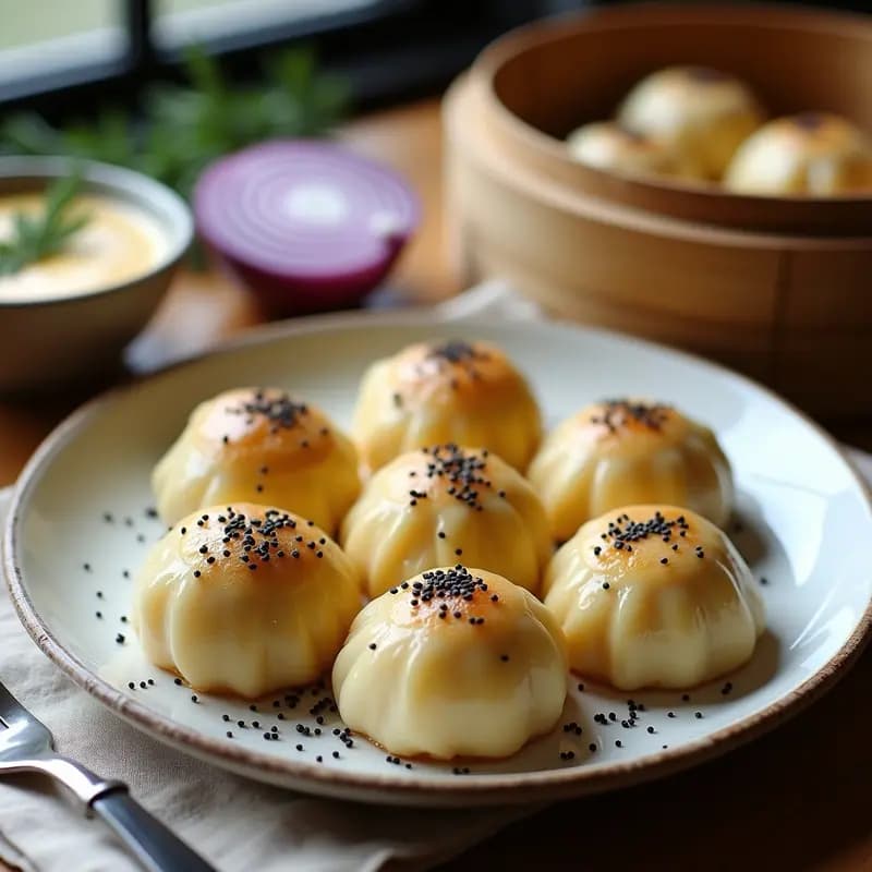 Knödel Austriacos de Pan y Semillas de Amapola: Aperitivo Vegano al Vapor