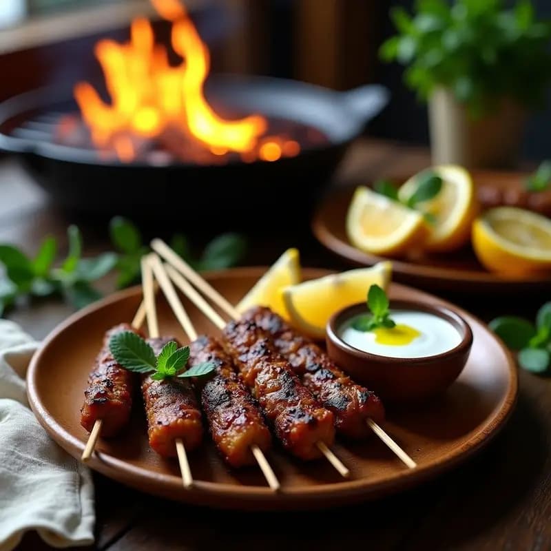 Kofta de Cordero a la Parrilla con Salsa de Yogur y Menta: Receta Libanesa para BBQ