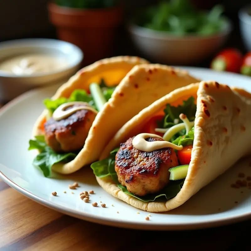 Kofta de Cordero con Salsa de Tahini y Pan de Pita Integral: Receta de Medio Oriente en Airfryer