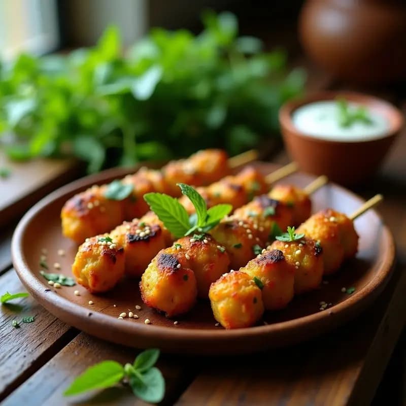 Kofta de Garbanzos y Hierbabuena: Brochetas Indias Veganas a la Parrilla