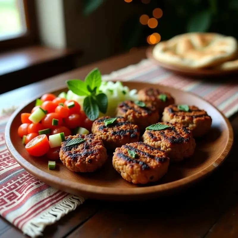 Kofta Kebabs de Cordero con Ensalada de Tomate y Pepino: Receta Árabe a la Parrilla