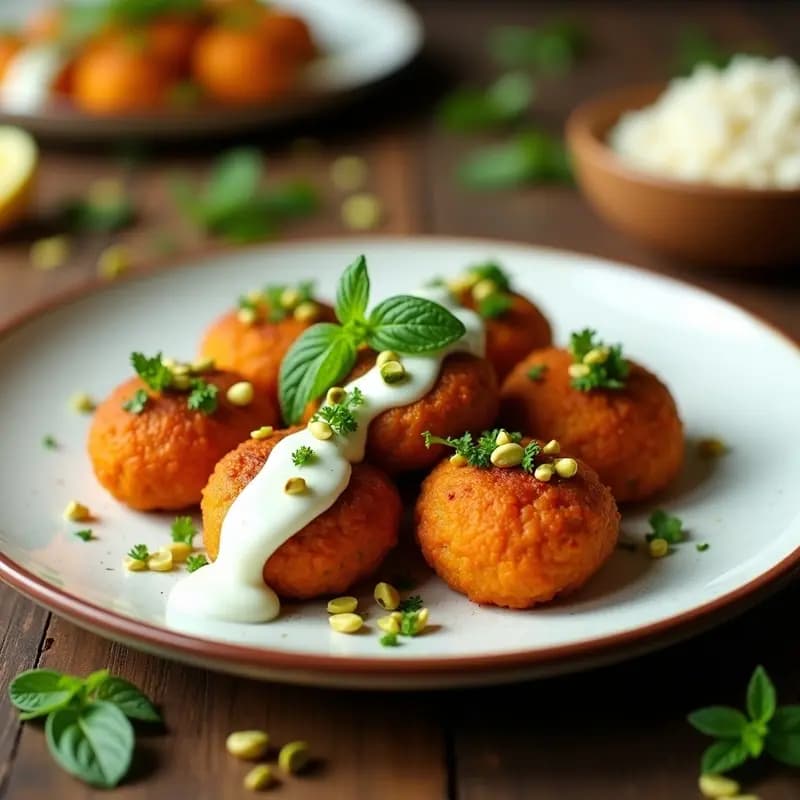 Kofta de Lentejas Coralin con Salsa de Mentas y Yogur de Soja: Receta Iraní Vegana en Olla Rápida