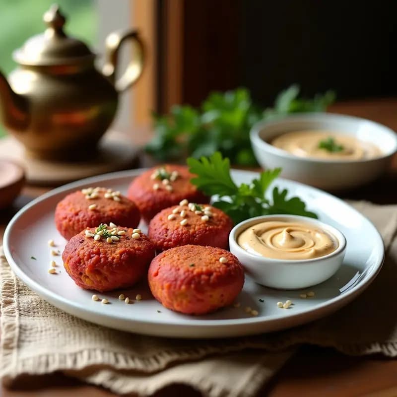 Kofta de Lentejas Rojas y Remolacha: Receta Egipcia en Airfryer con Salsa de Tahini