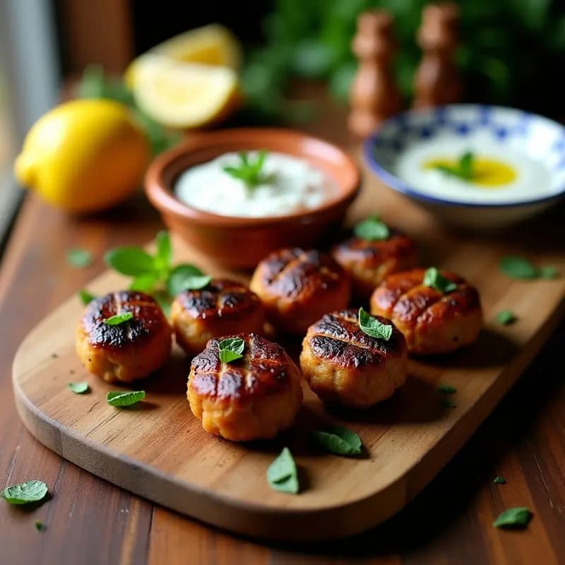 Koftas de Cordero y Mentas con Salsa de Yogur de Cabra: Receta Griega en Parrilla con Toque Fresco