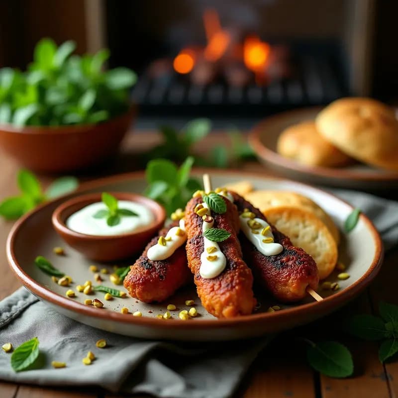 Kofte Kebabs de Cordero con Salsa de Yogur y Menta: Receta Persa a la Parrilla