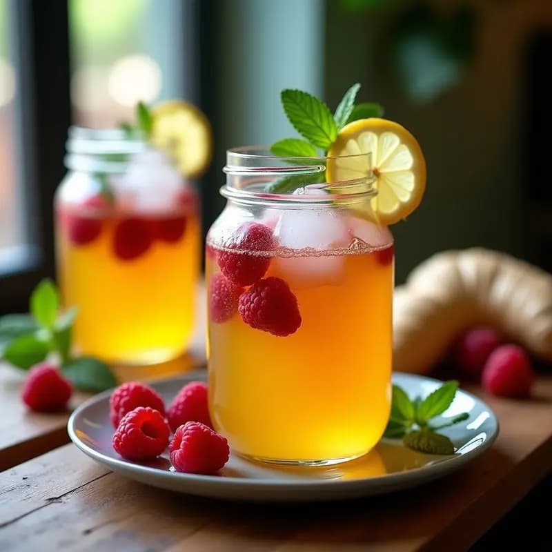 Kombucha de Jengibre y Frambuesa: Bebida Fermentada Desintoxicante y Sin Azúcar