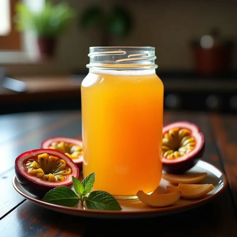 Kombucha de Maracuyá y Jengibre Casera: Bebida Fermentada Probiótica y Energizante