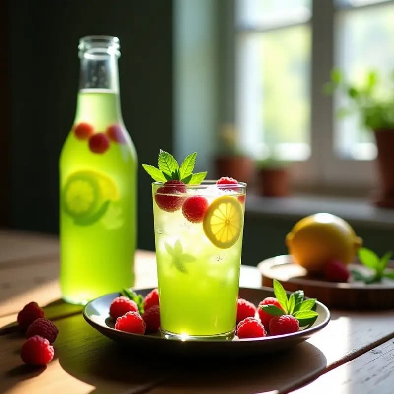 Kombucha de Té Verde y Frambuesas: Bebida Fermentada Probiótica y Energetizante
