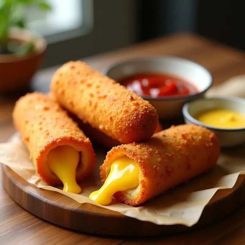 Korean Corn Dogs con Queso Mozzarella: Snack Coreano Crujiente en Airfryer